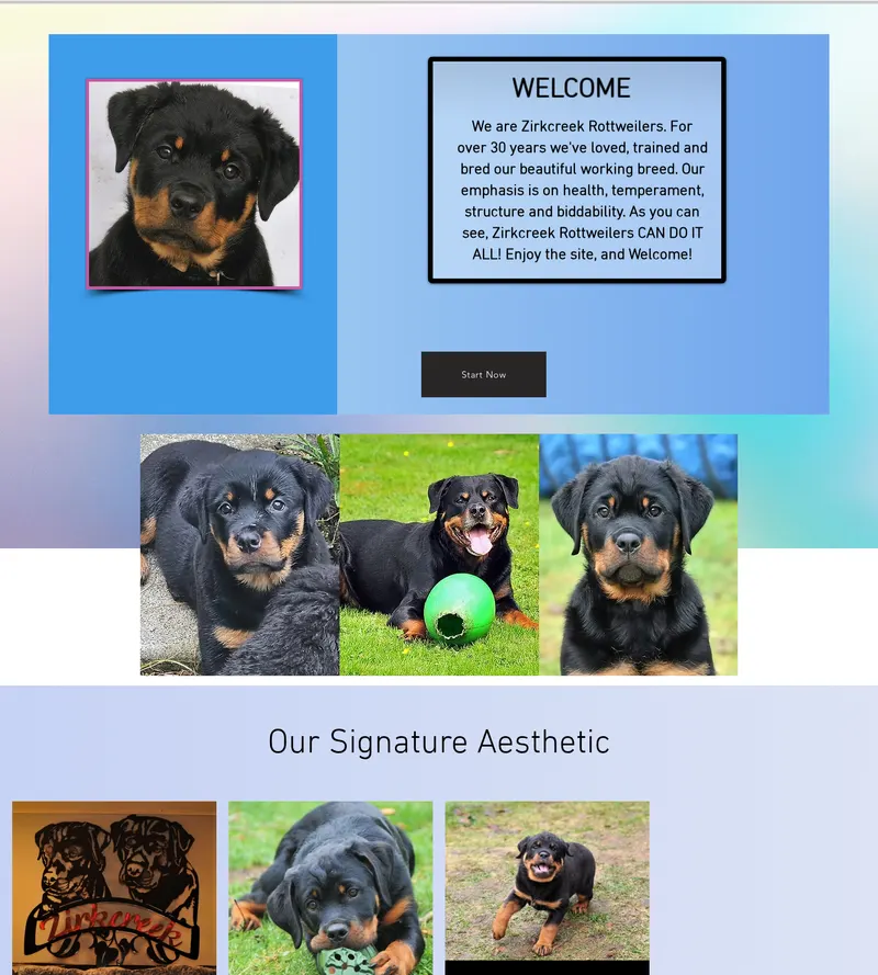 Original website for Zirkcreek Rottweilers
